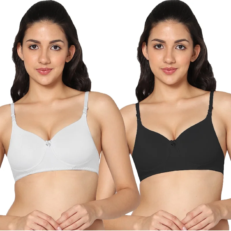 mastectomy bra with pocketsT-shirt Medium Coverage Padded Black and White Color Bra (Pack of 2)