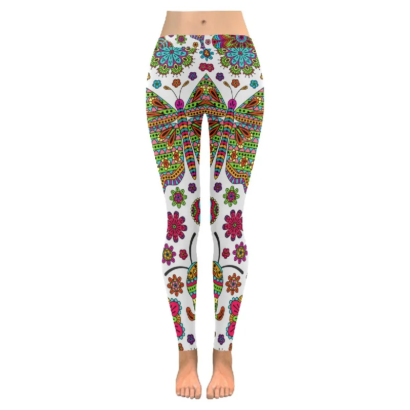 Zenzzle Romantic flowers and butterflies ladies yoga running Leggings