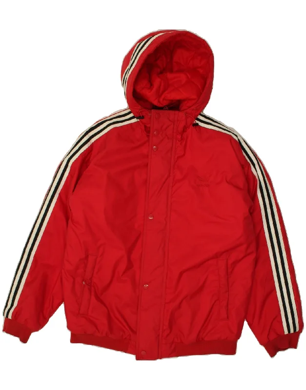 Women's Coats with PocketsADIDAS Womens Graphic Hooded Padded Jacket UK 16 Large  Red Polyamide