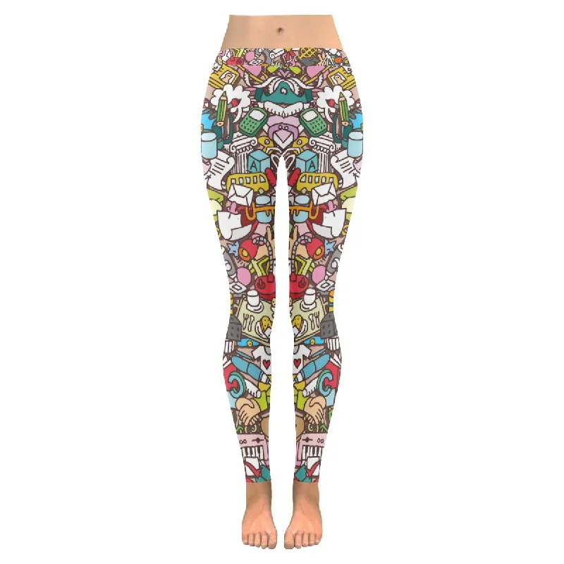 Graphic School pattern print Low Rise Ladies yoga running Leggings for women