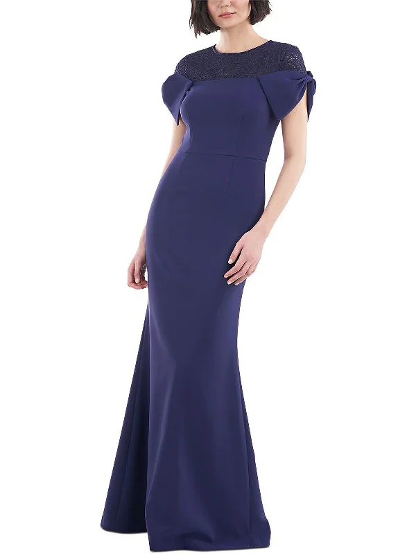 Women's Turtleneck DressesWomens Lace Trim Knot Sleeve Evening Dress