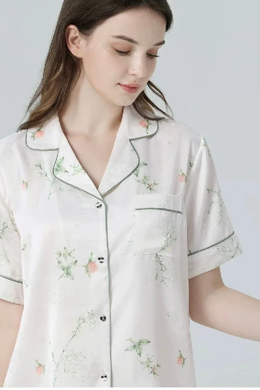 women's pajamas with a subtle shimmerEvergreen Floral PJ Set