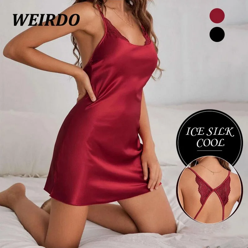 women's pajamas with a modern twistWomens Sexy Silk Nightdress Summer Sleepshirts Lingerie Satin Pajamas Set